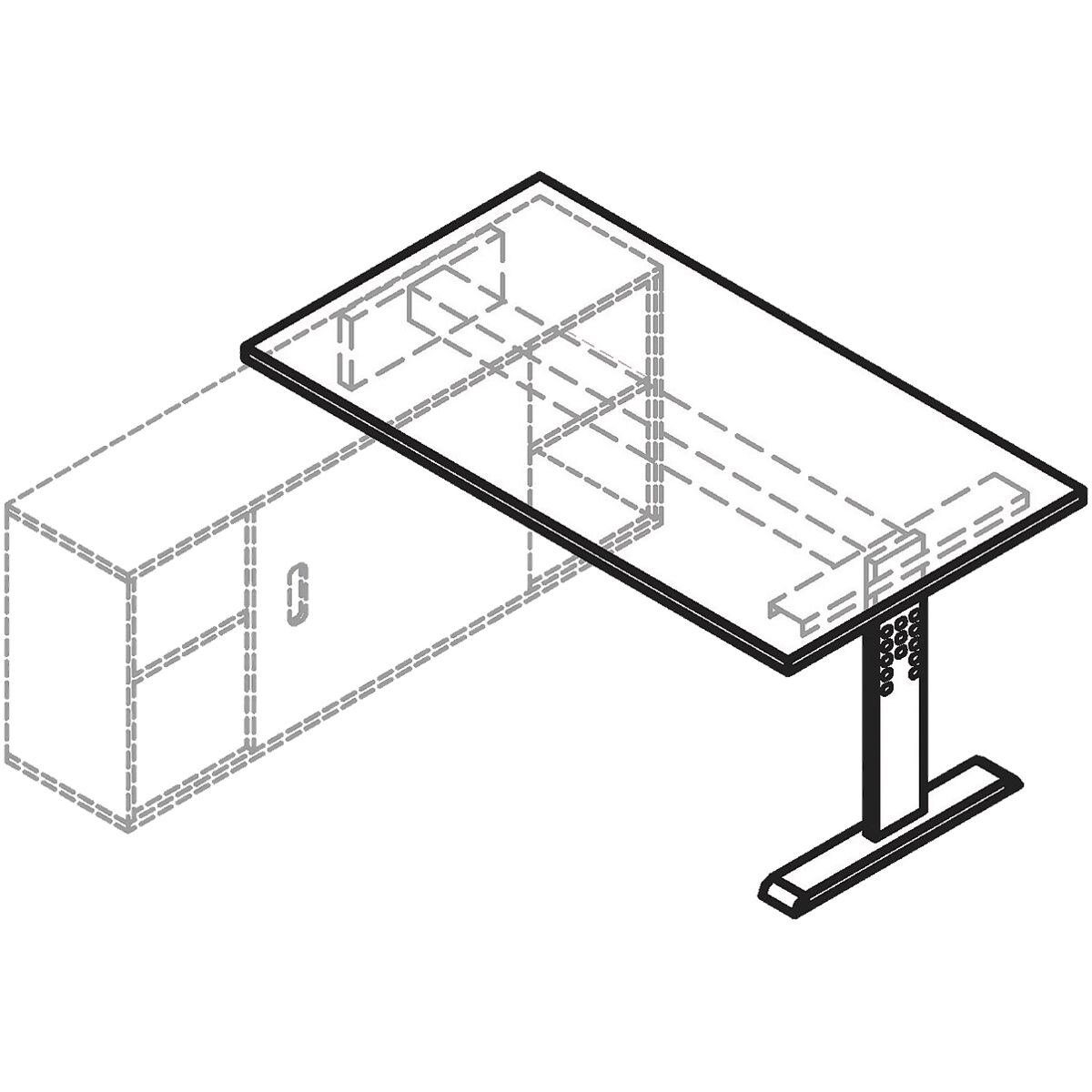 auf | (nicht Auflage silberfarben HAMMERBACHER inkl) Anbautisch Sideboard zur nussbaumfarben Alicante, Tischelement das