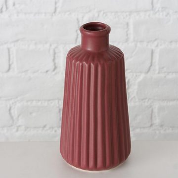BOLTZE Tischvase Deko Vase im 2er Set aus Keramik Mattes Design - Dunkelrot