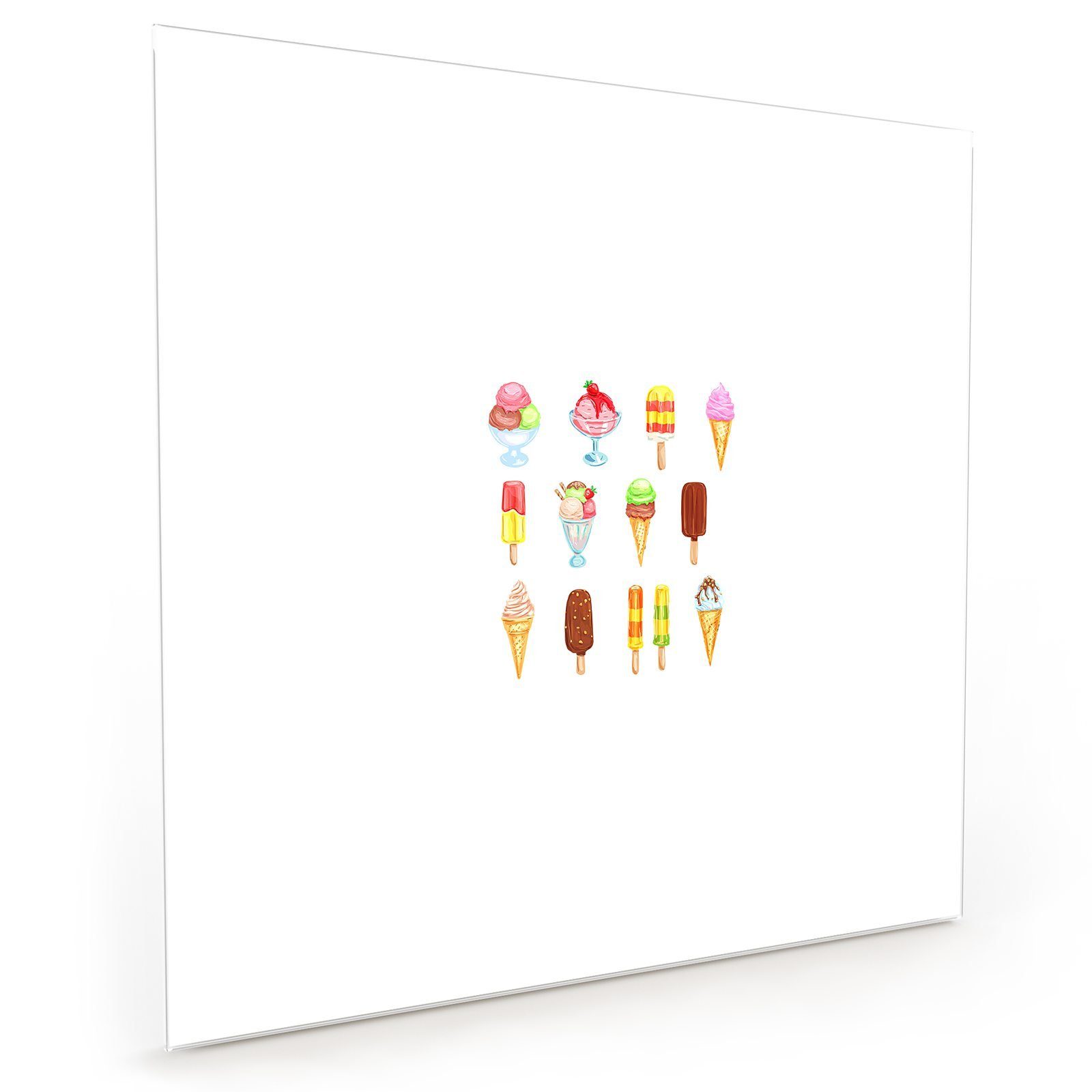 Küchenrückwand Illustration mit Küchenrückwand Primedeco Eiscreme Glas Motiv Spritzschutz