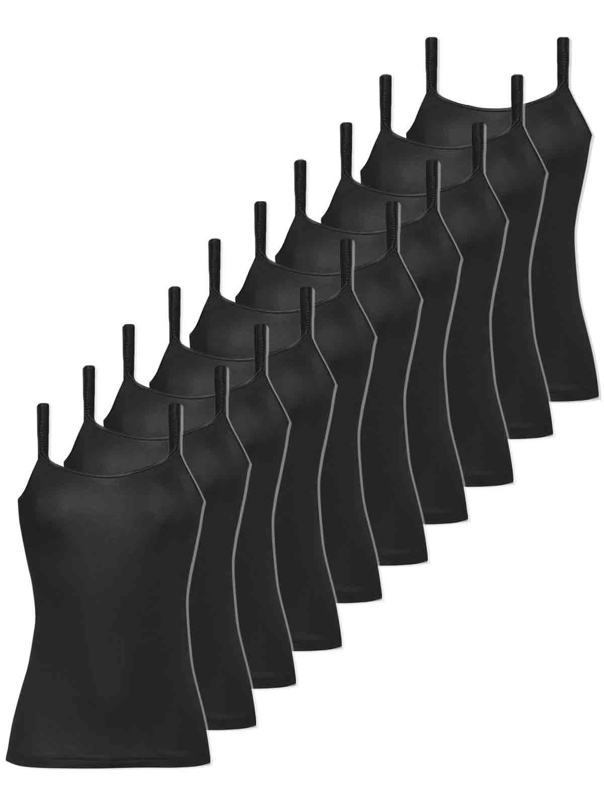 schwarz Träger-Unterhemd - 10-St) Damen COMAZO (Packung, Achselhemd Pack 10er