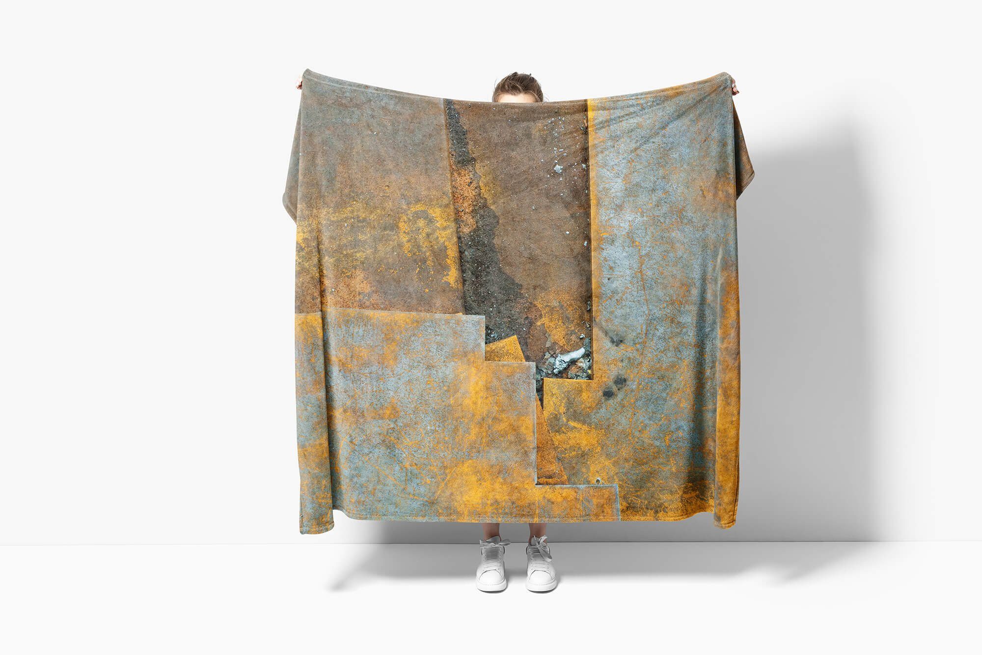 Handtücher Art Handtuch (1-St), Kuscheldecke Metall Fotomotiv Struktur Rost, Strandhandtuch Baumwolle-Polyester-Mix Saunatuch mit Sinus Handtuch