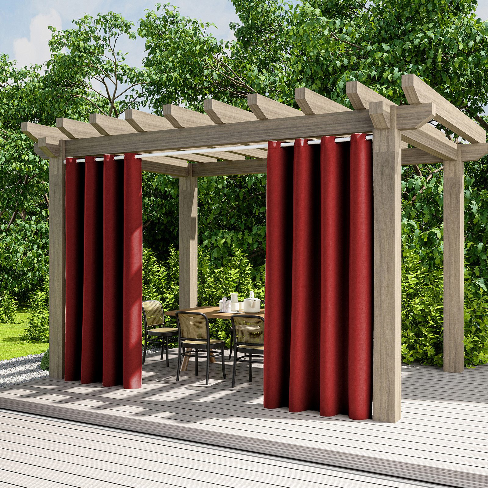 Jibenhome Outdoorgardine Wetterfest Outdoor Vorhänge, Sonnenschutz günstig online kaufen