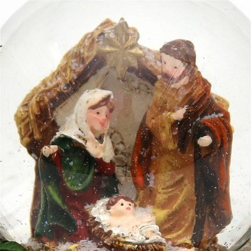 SIGRO Weihnachtsfigur Schneekugel, 2-fach sortiert, 1 Stück (Stück, 1 St., 1 Schneekugel mit Motiv "Heilige Familie)