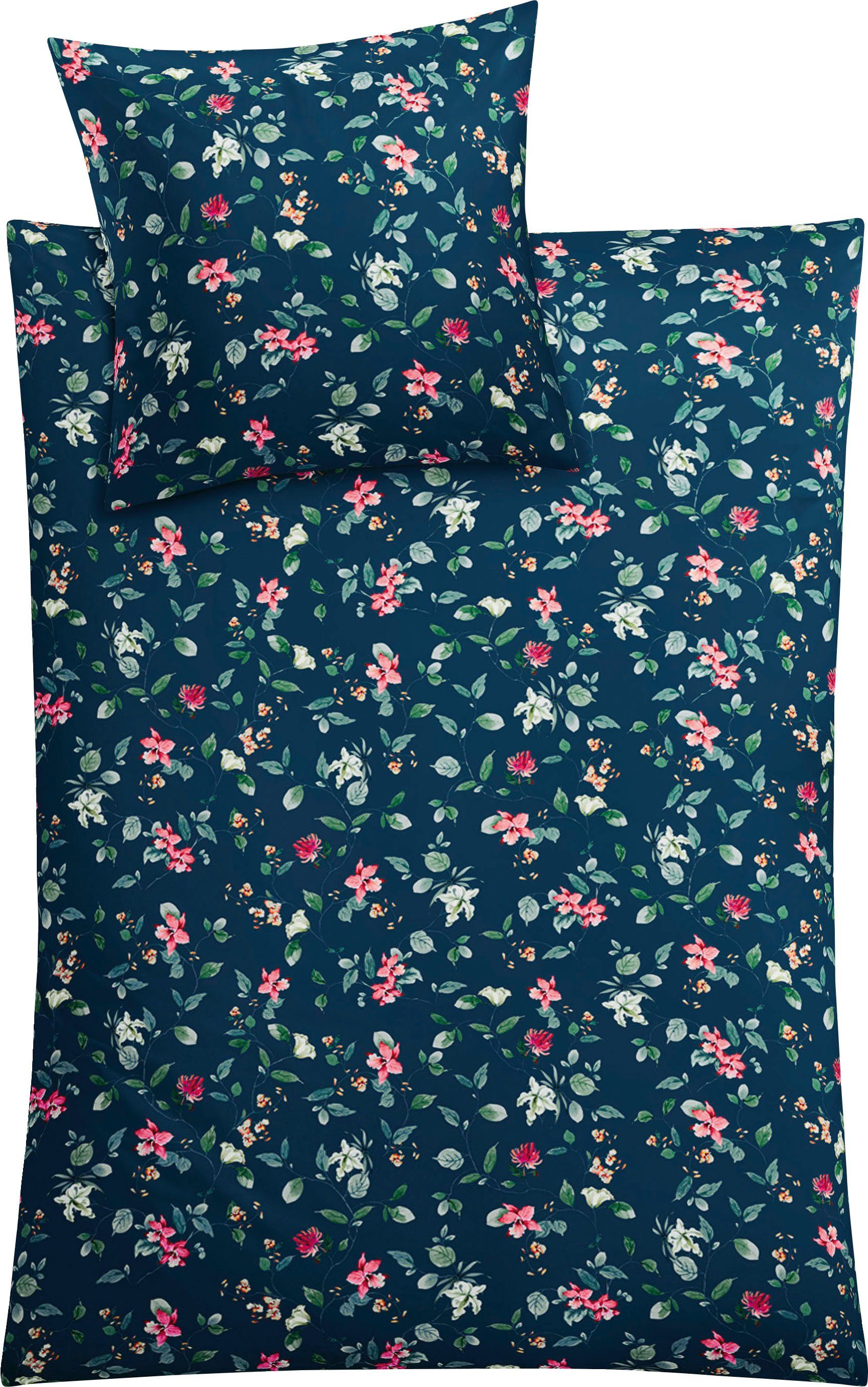 Kleine Wolke Bettwäsche Florina, Mako-Satin, 2 teilig, mit floralem Dessin