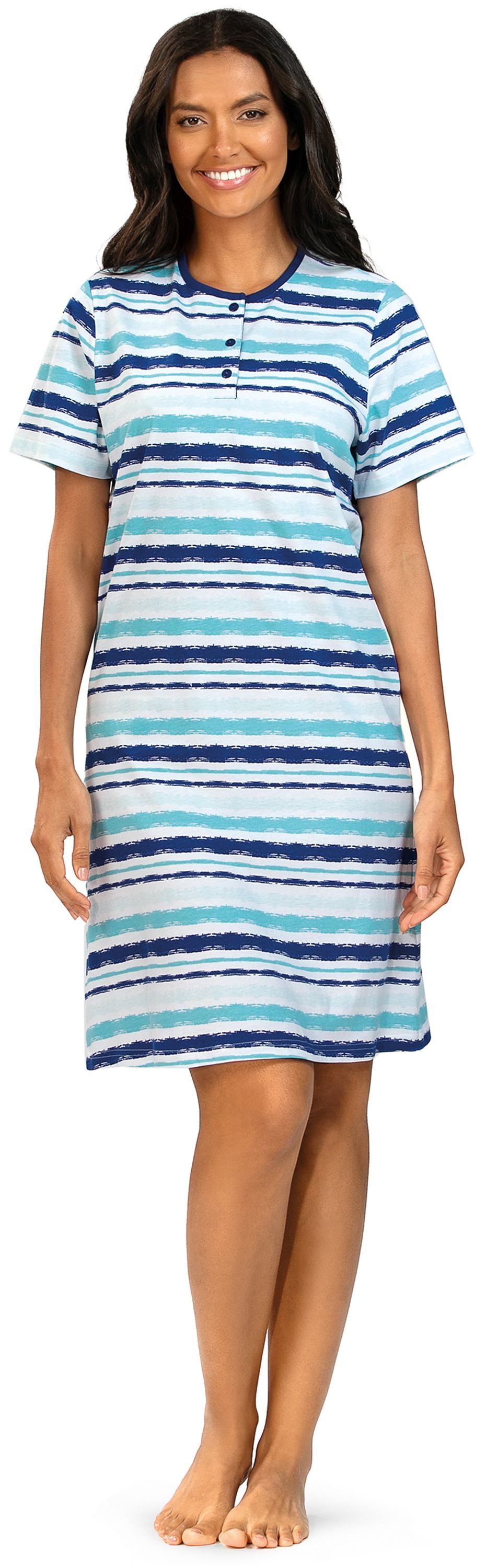 comtessa Nachthemd Dreamy breeze (Set, 1-tlg., 1-teilig) Damen Sleepshirt ca.100cm Schlafshirt geknöpft Baumwolle große Größen