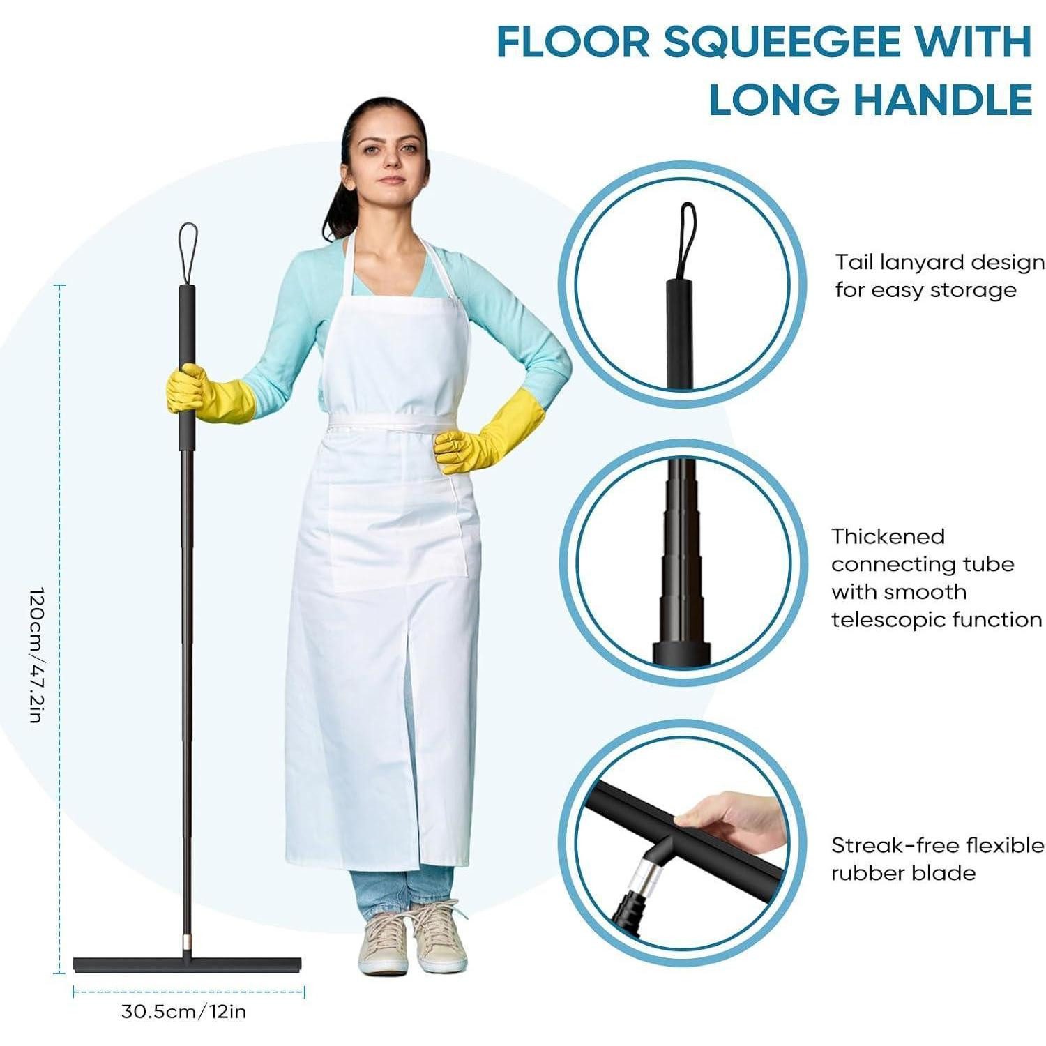 LuxusKollektion Duschabzieher Duschabzieher Einstellbar Set Ohne Bohren Halterung Schwarz, (1-St) – Bild 2 von 5