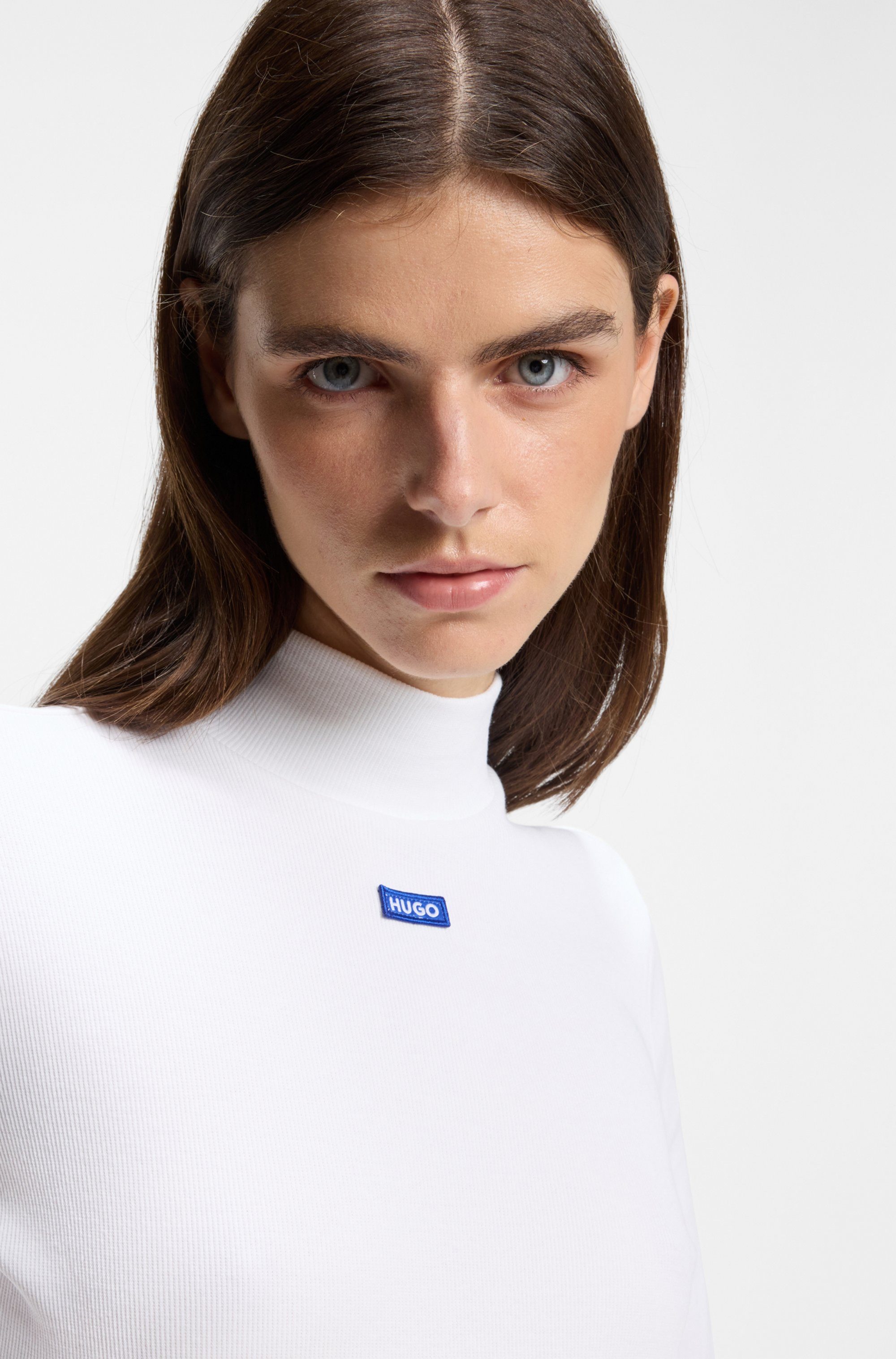 HUGO Longsleeve Easy Longsleeve mit Stehkragen – Bild 3 von 5