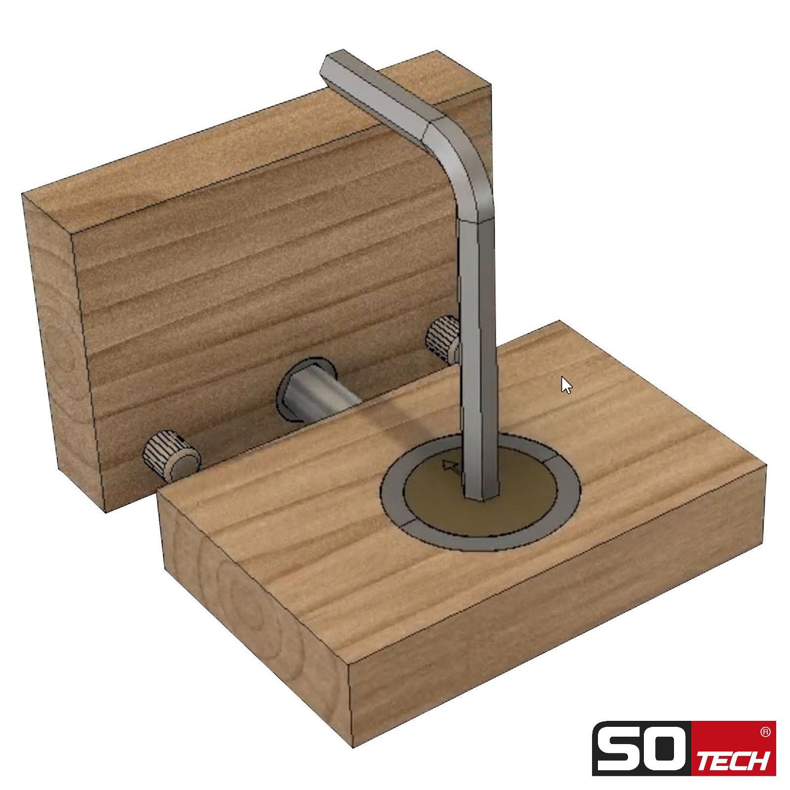 SO-TECH® Möbelbeschlag Eckverbinder FUERTE Metall für Holz- und Möbelkonstruktionen, Tiefe 64 mm, mit weißer Kunststoffabdeckung