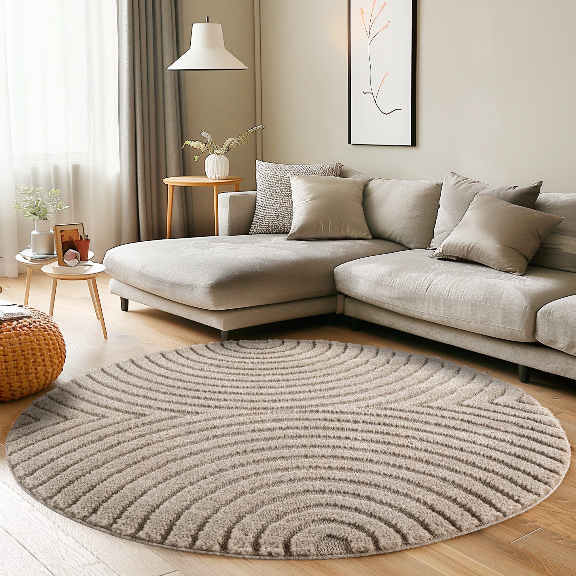 Carpettex Designteppich Skandinavischer Boho, Rund, Höhe: 8 mm, Teppich Wohnzimmer, Schlafzimmer, Gästezimmer