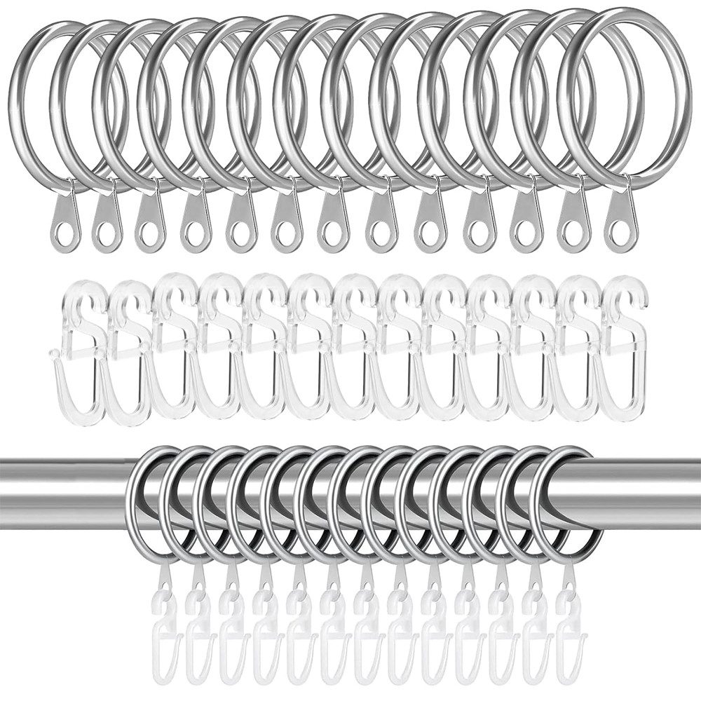 TUWENA Gardinenring 50 Stück Metall Vorhangringe und 60 Kunststoff haken für Duschvorhänge