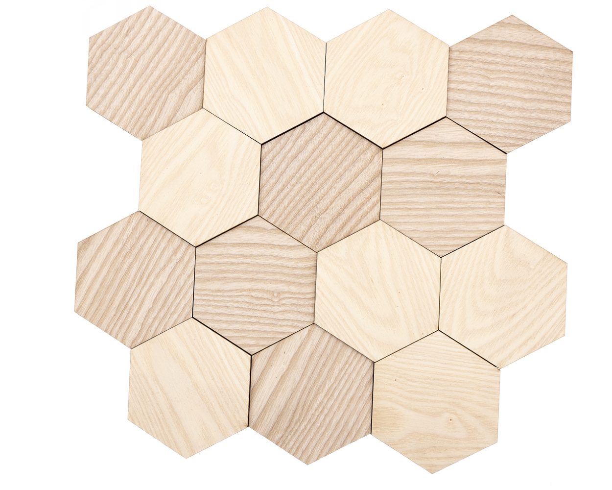 wodewa GmbH 3D Wandpaneel Vollholz - Serie Hexagon -, BxL: 9x9 cm, 0,01 qm, (Matte, 14-tlg., 0,09 m) 3D-Optik, Selbstklebend