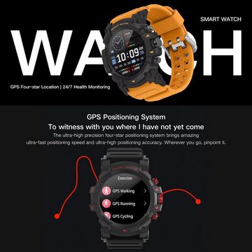 findtime Personalisierbare Zifferblätter Smartwatch (Android, ios), Fitnessuhr Militär Outdoor Aktivitätstracker Military, Schrittzähler