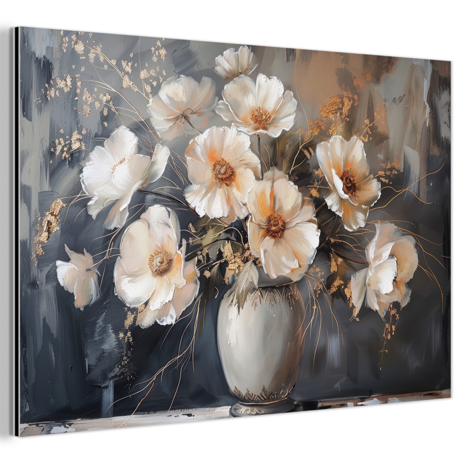 MuchoWow Metallbild Blumen - Weiß - günstig online kaufen
