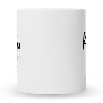 GRAVURZEILE Tasse mit Spruch - Konfetti im Herzen, Keramik, Farbe: Weiß