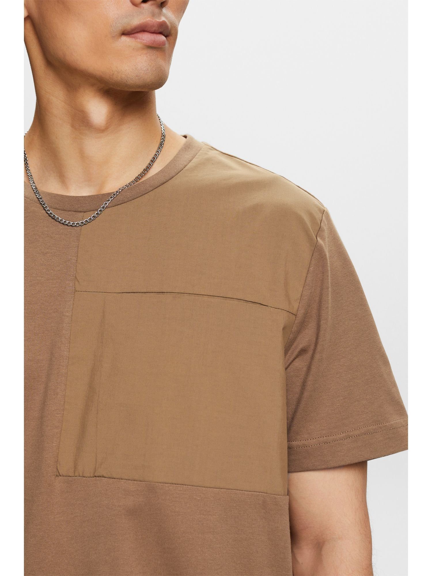 (1-tlg) Esprit T-Shirt T-Shirt Brusttasche BARK Jersey aus mit