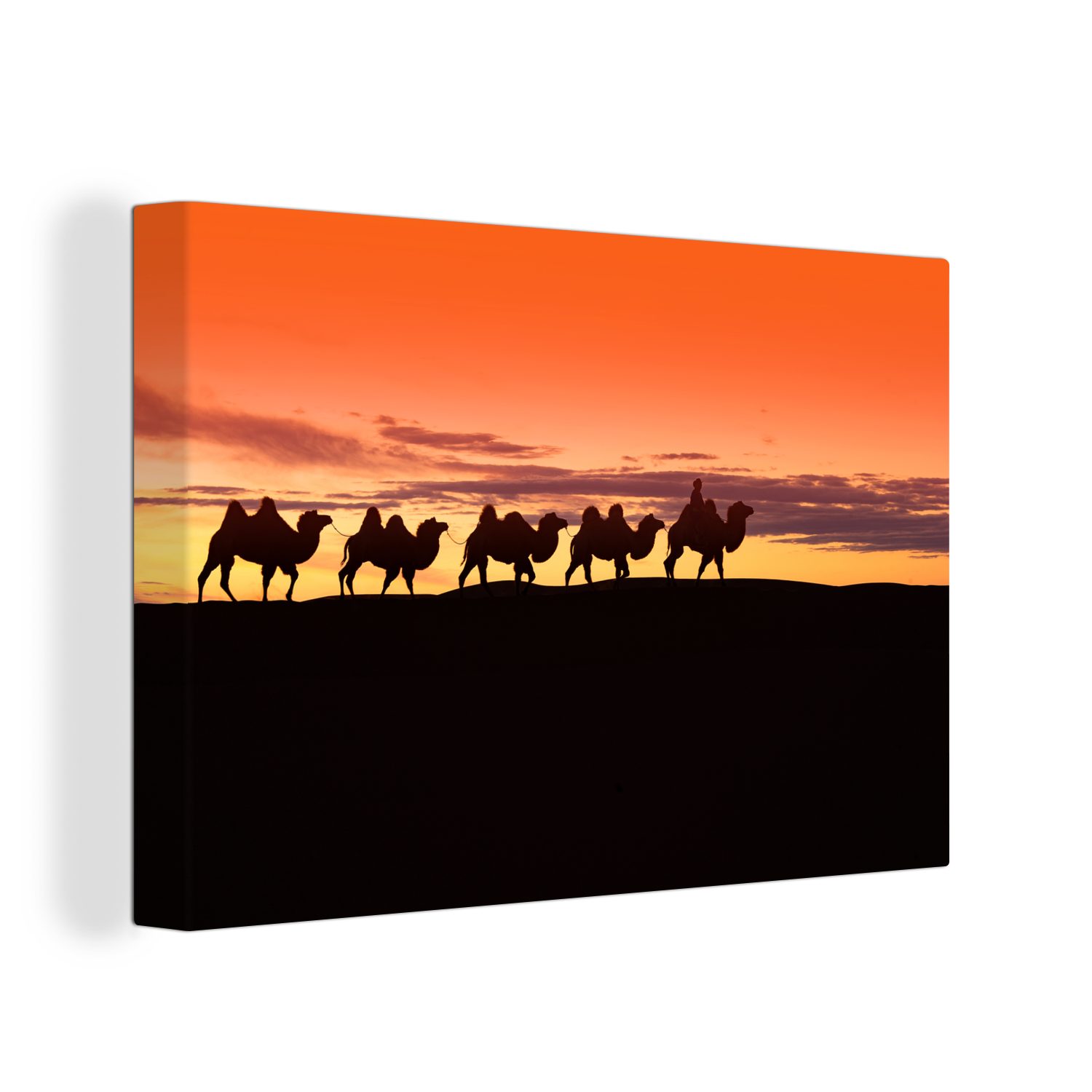 OneMillionCanvasses® Leinwandbild Karawane reist durch die Wüste Gobi, (1 St), Wandbild Leinwandbilder, Aufhängefertig, Wanddeko, 30x20 cm