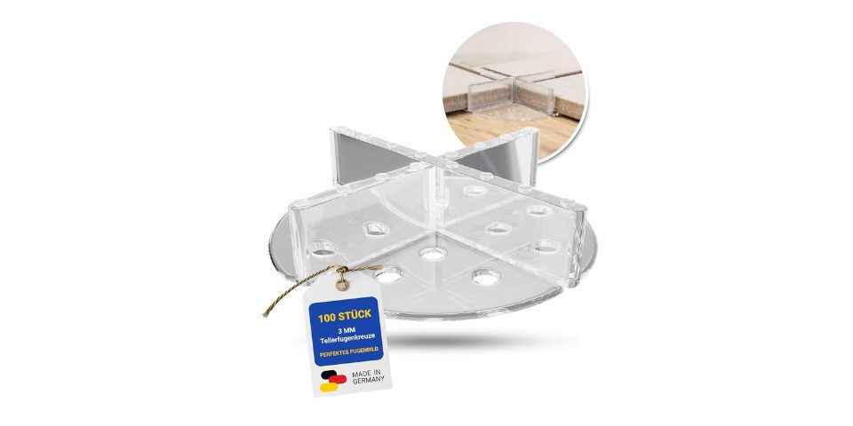 Karl Dahm Abstandshalter Karl Dahm Tellerfugenkreuze 3 mm, transparent I Fugenkreuze mit Teller (100-St)