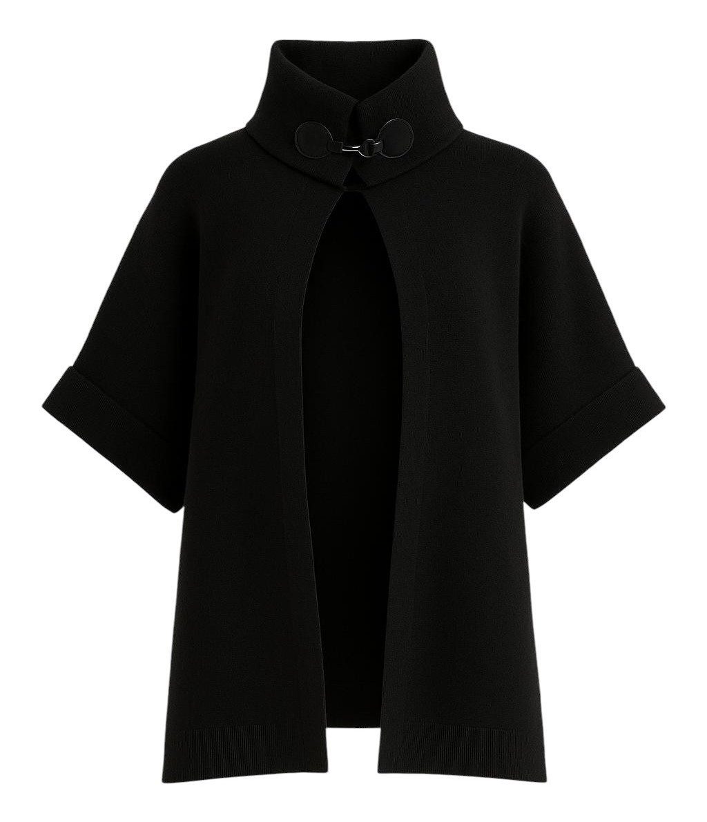 Mississhop Strickponcho Damen Strickponcho mit Stehkragen und Verschluss M.427