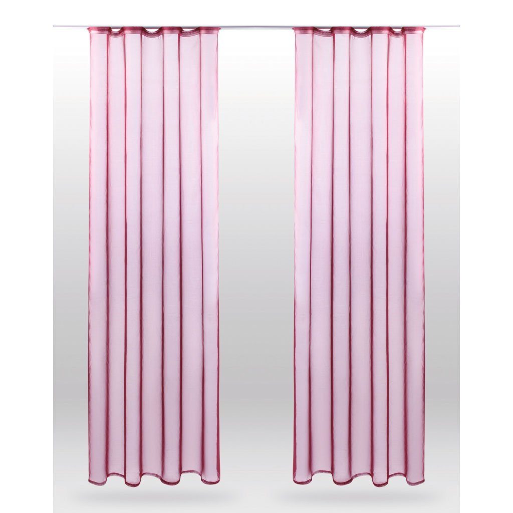 Vorhang, Bestlivings, Kräuselband (2 St), transparent, Voile, Gardinenset "Transparent" (2 Dekoschals mit Universalband) Rot | Gardinen-Sets