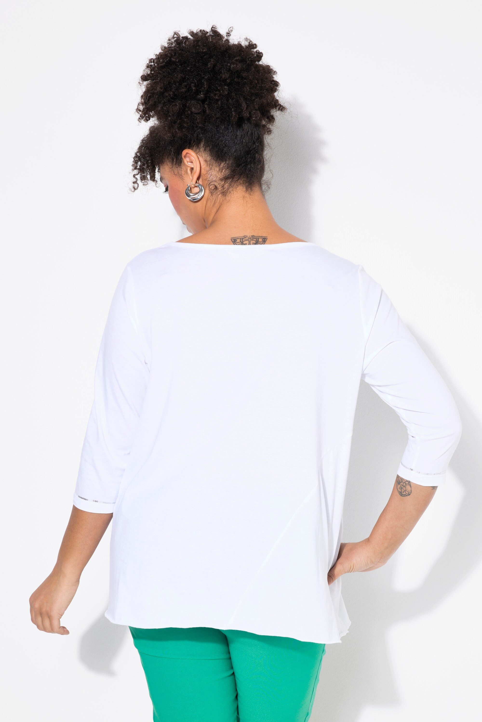 MIAMODA T-Shirt T-Shirt A-Linie Paillettenherz Zipfelsaum