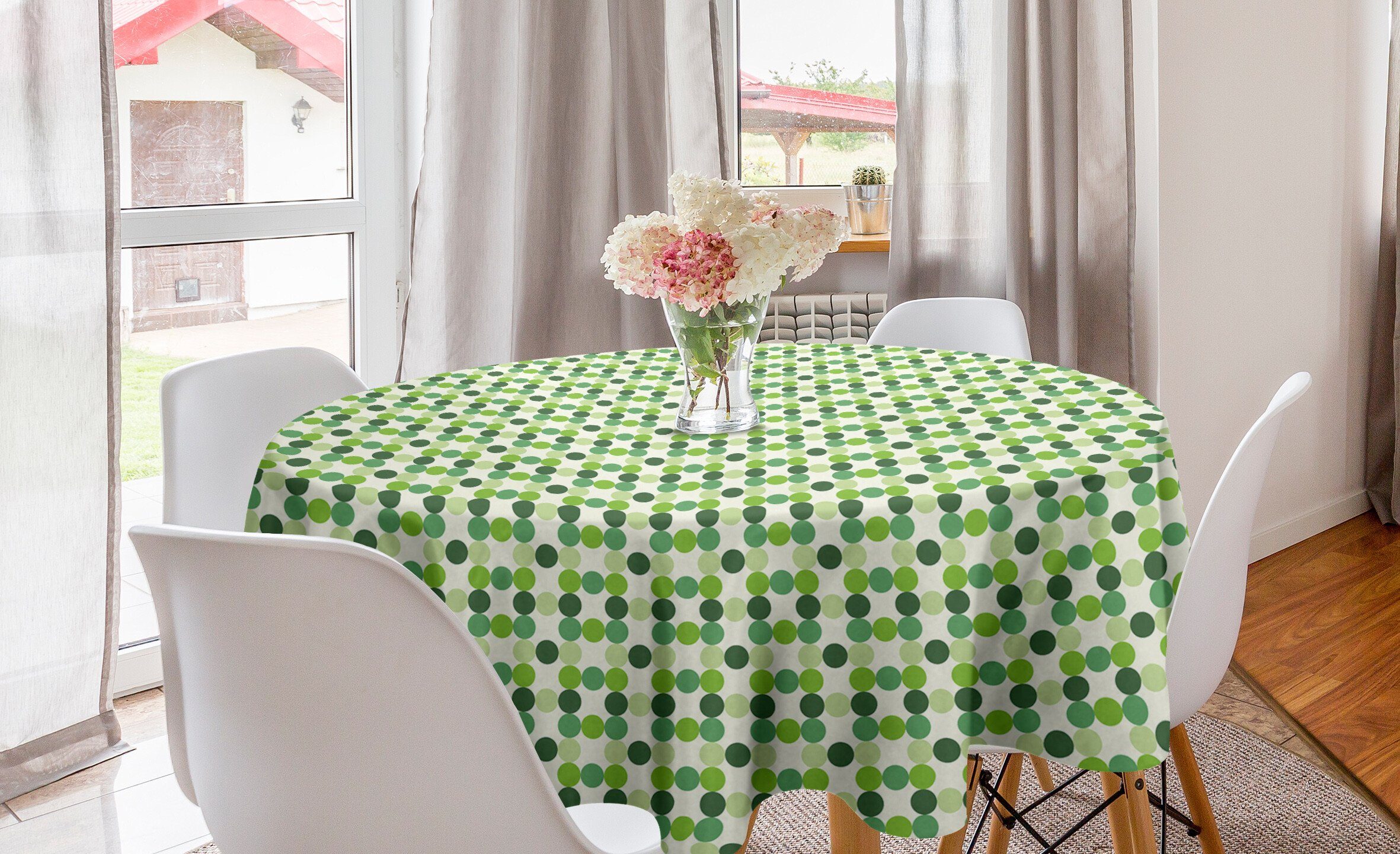 Nur für begrenzte Zeit Abakuhaus Tischdecke Abdeckung Kreis Kreise für Küche Dekoration, Grün Esszimmer verschiedenen Töne Tischdecke