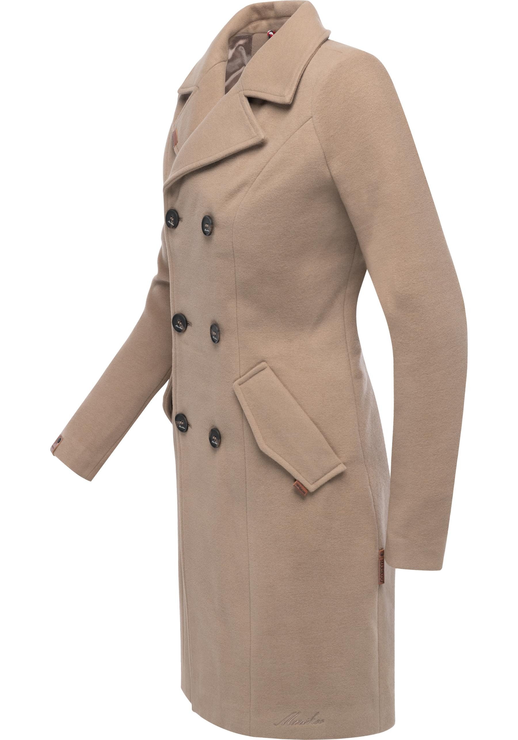 Marikoo Kurzmantel Nanakoo edler Damen Trenchcoat in Wollmantel-Optik