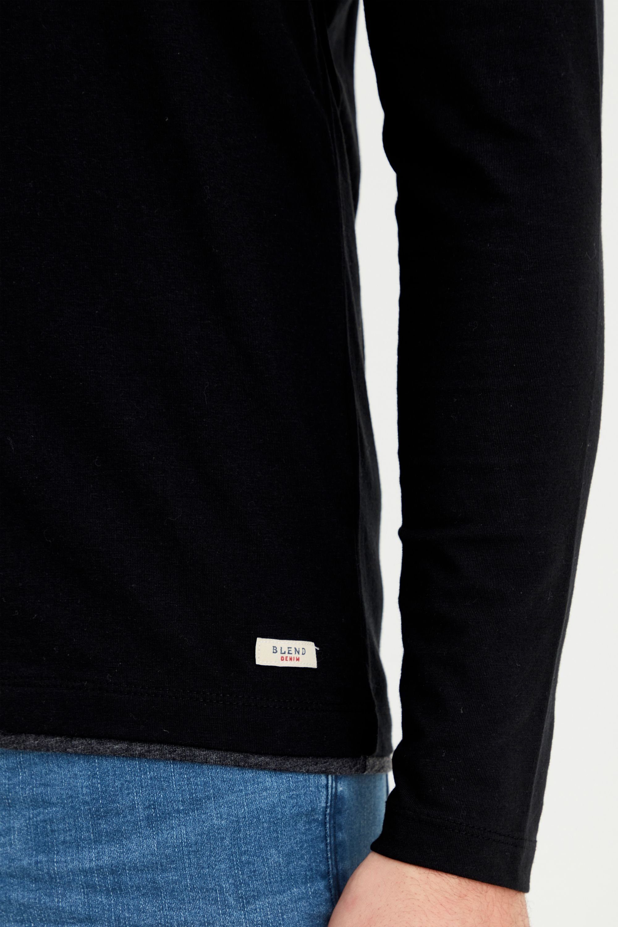 Blend Rundhalsshirt BHLeonas (1-tlg) Klassisches Langarmshirt mit Rundhalsausschnitt in Double-Layer-Optik