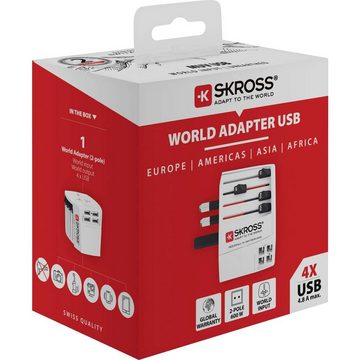 SKROSS 2-Pol Weltreiseadapter mit 4 x USB Anschlüssen Reiseadapter
