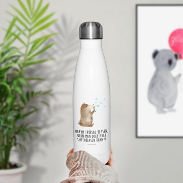 Mr. & Mrs. Panda Thermoflasche Bär Seifenblasen - Weiß - Geschenk, Trinkflasche, Thermos, Thermoflas, Einzigartige Geschenkidee