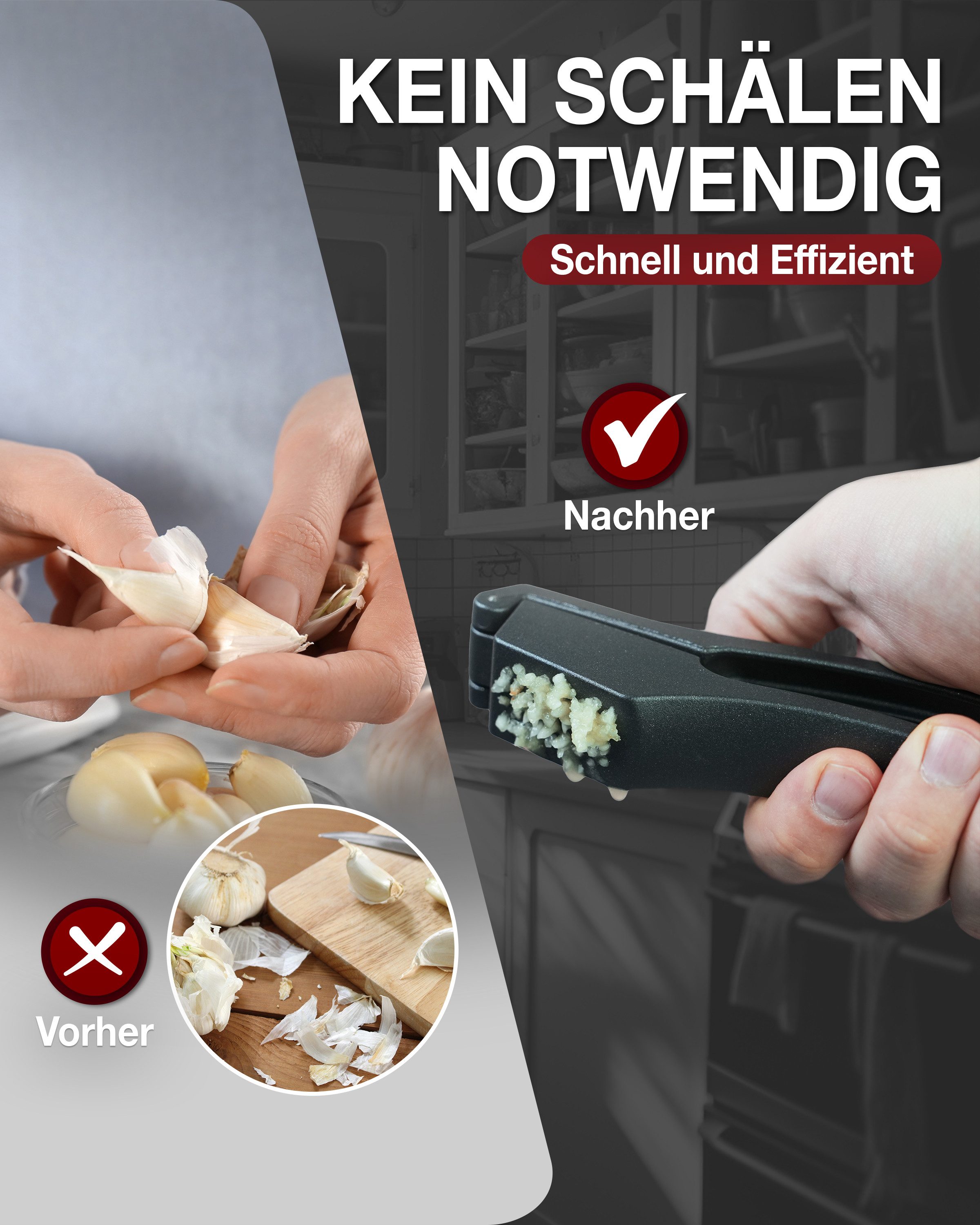 Thiru Knoblauchpresse Ideal für Ingwer, Zwiebeln & Kapern - Kein Schälen notwendig – Bild 4 von 5