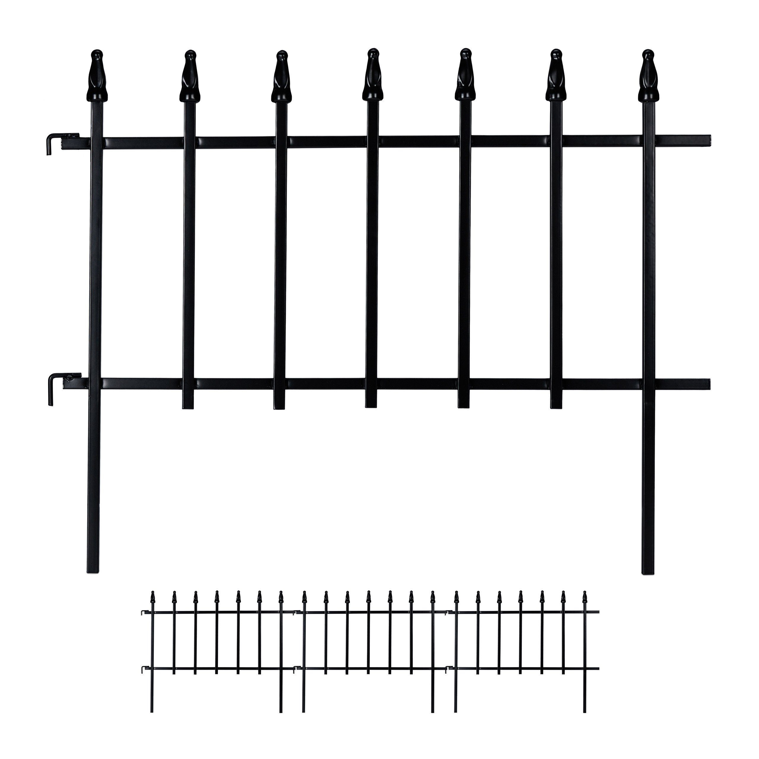 relaxdays Beetbegrenzung 4-tlg. Beetzaun aus Metall