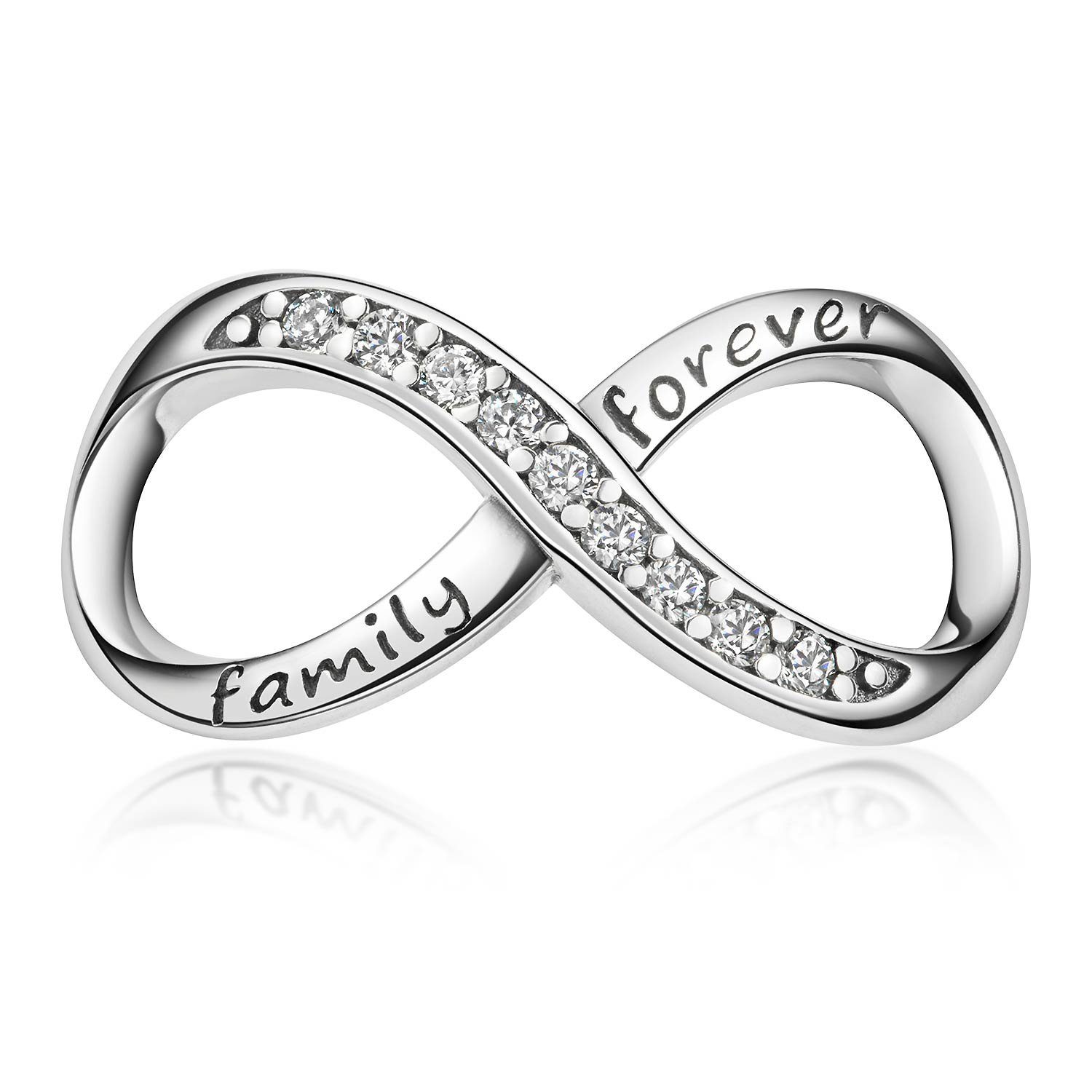 Materia Bead Unendlichkeit Schriftzug "family forever" Zirkonia weiß 1206, 925 Sterling Silber