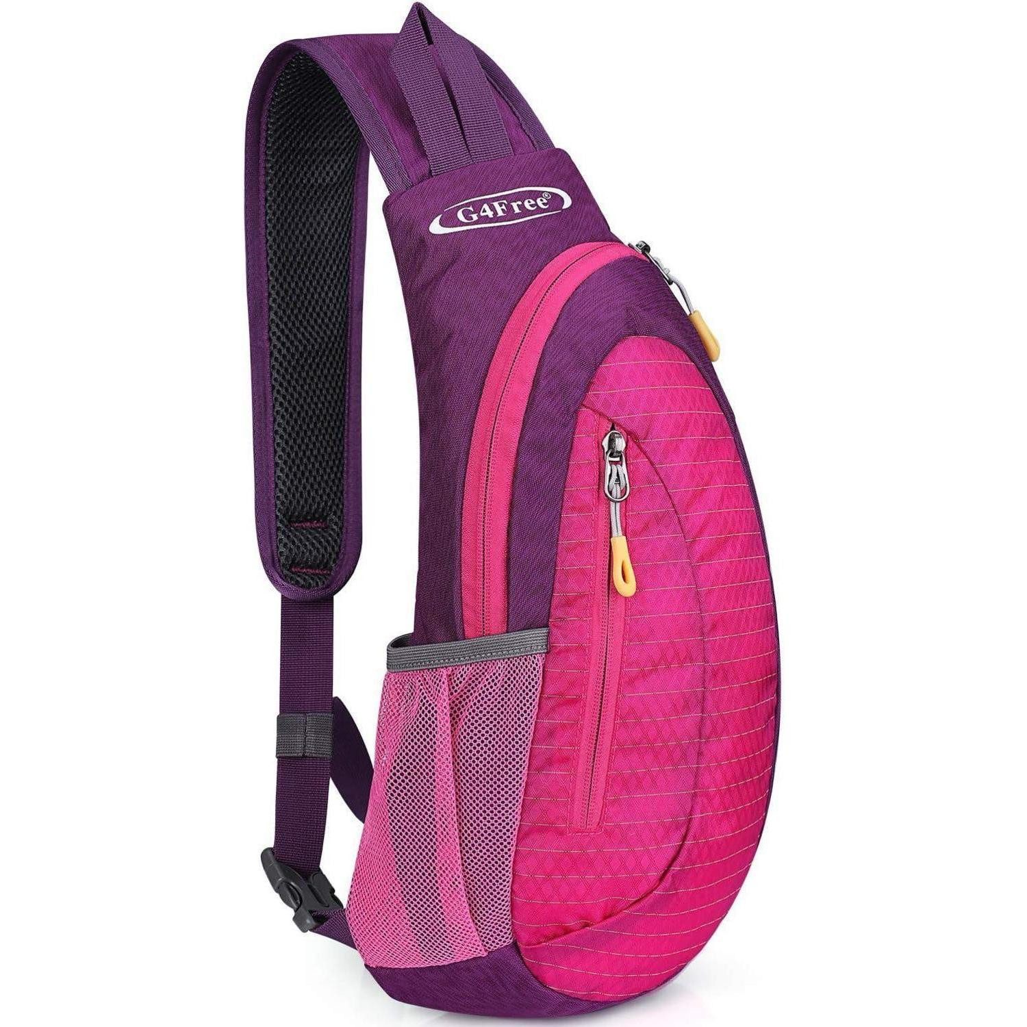 LuxusKollektion Minirucksack Brusttasche Sling Umhängetasche Rucksack Wandern S Rosa und Lila