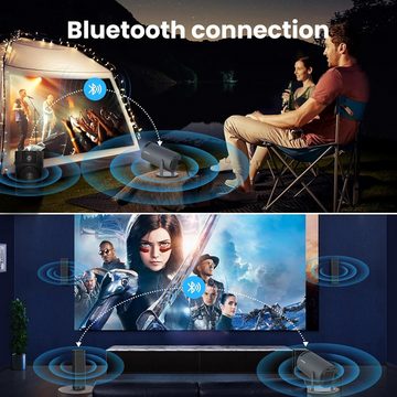 HIPPUS 180° Freestyle & Auto Keystone, Android TV 11.0, Mini Smart Portabler Projektor (1920*1080 px, mit 5G WiFi und Bluetooth, unterstützt 1080P, Zoom-Funktion)