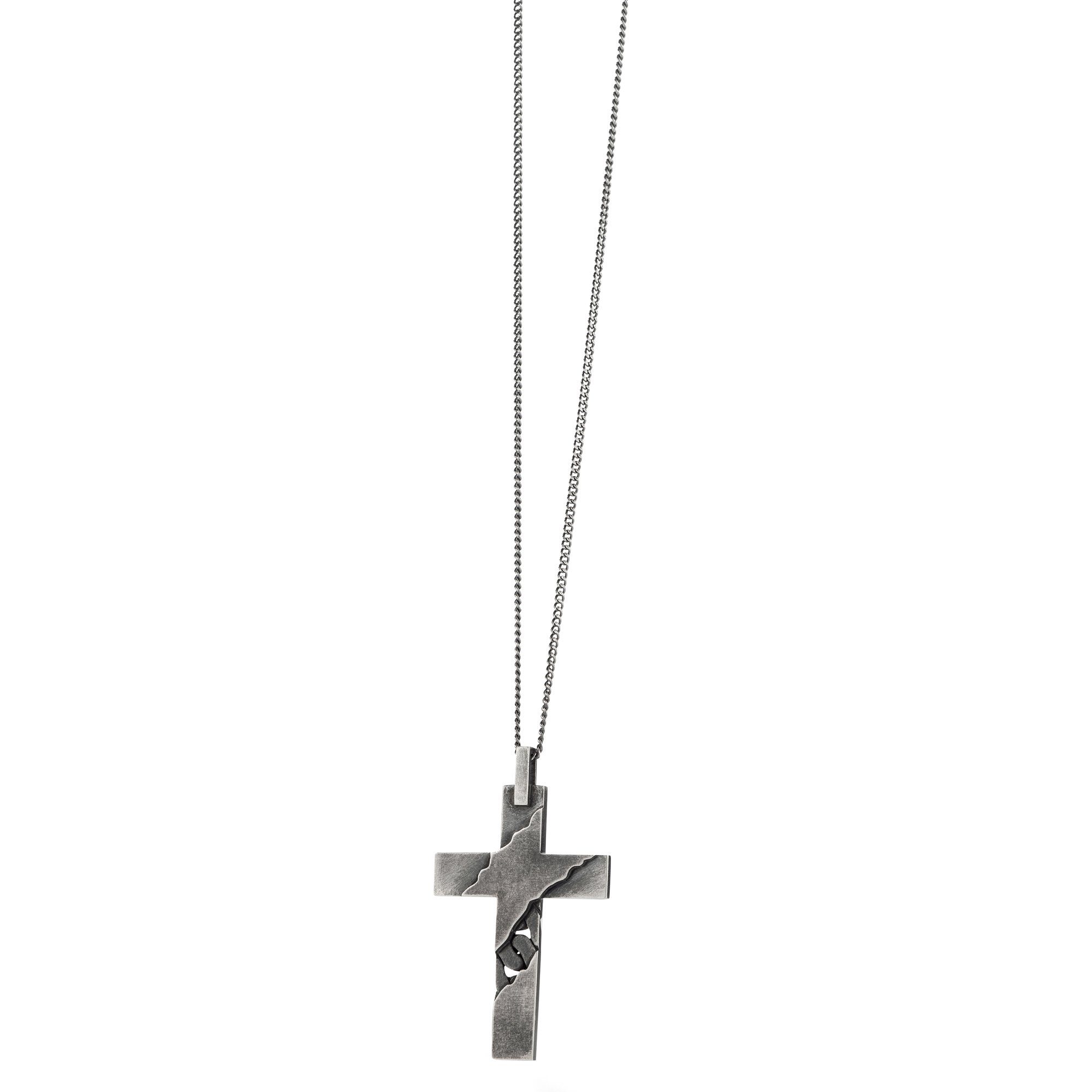 Anhänger Kette Sterling Kreuz Silber mit 925 CAÏ oxidiert