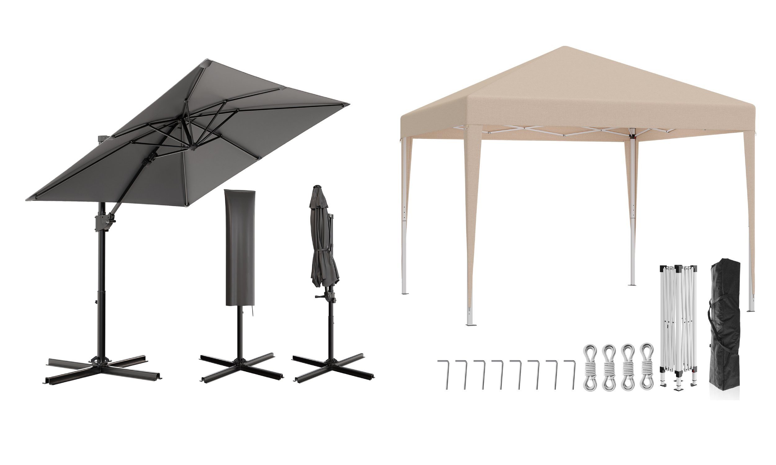 HOMALL Sonnenschirm Gartenschirm 270/330cm, mit Ständer,360° günstig online kaufen