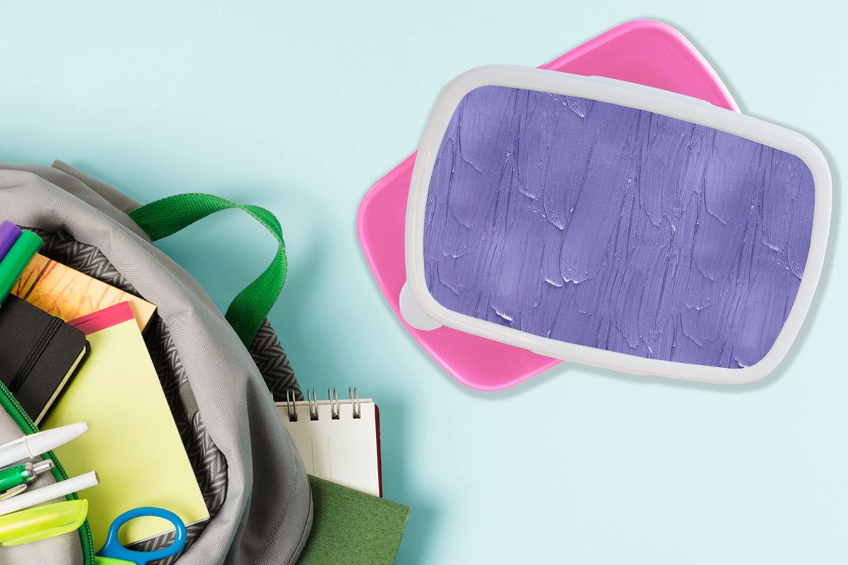 MuchoWow Lunchbox (2-tlg), Kinder, Muster Erwachsene, rosa Snackbox, Farbe Lila, - Brotdose Mädchen, für Kunststoff Kunststoff, Brotbox -