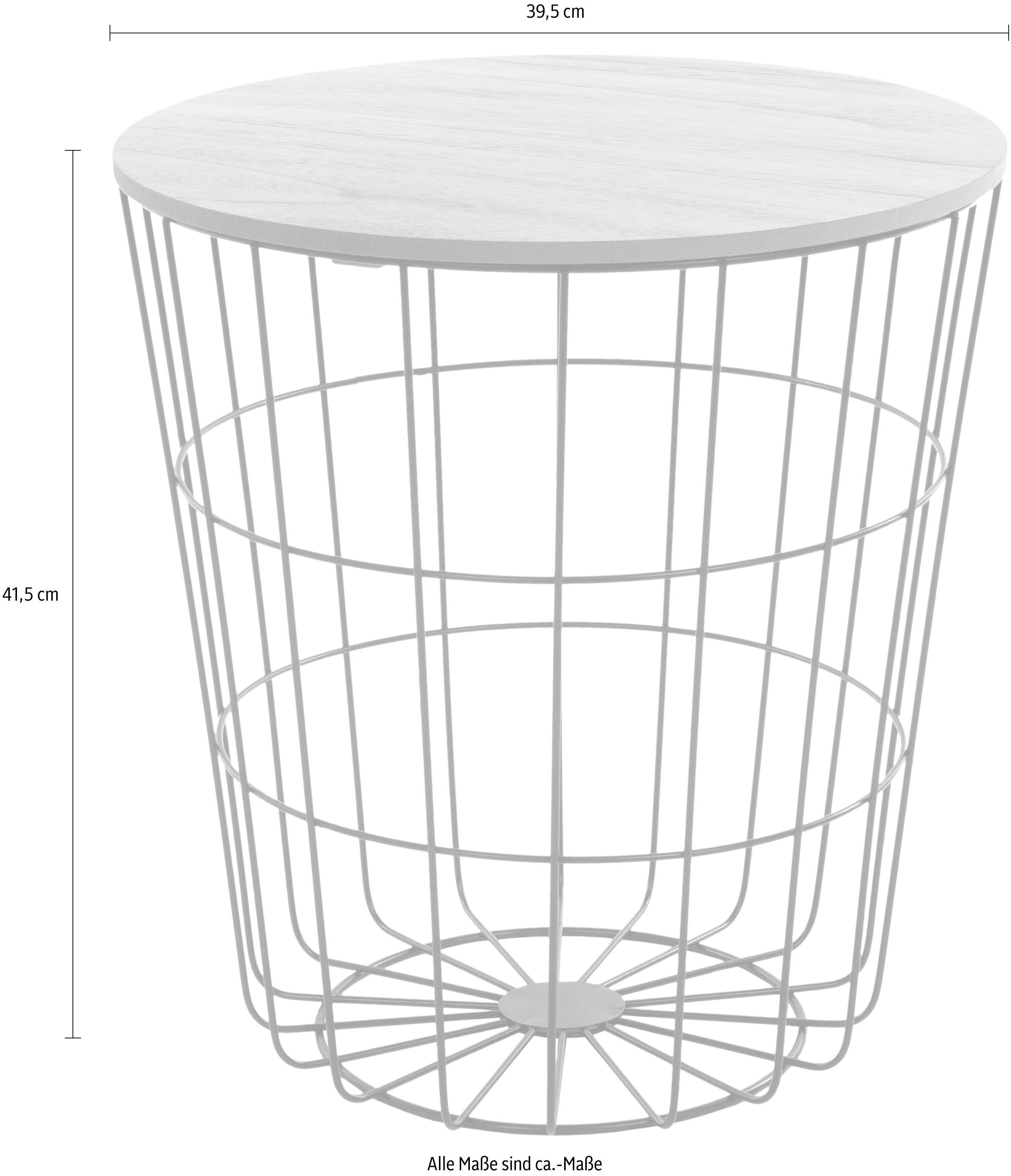 andas Beistelltisch St. Tropez, Höhe: 41 cm, runde Tischplatte Ǿ 39,5 cm, Couchtisch mit Metallgestell und abnehmbarer Tischplatte