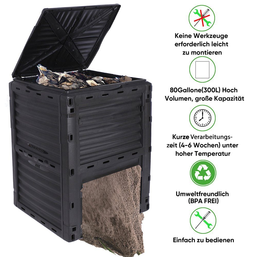 Mucola Thermokomposter Komposter Schnellkomposter 300L Garten Balkon