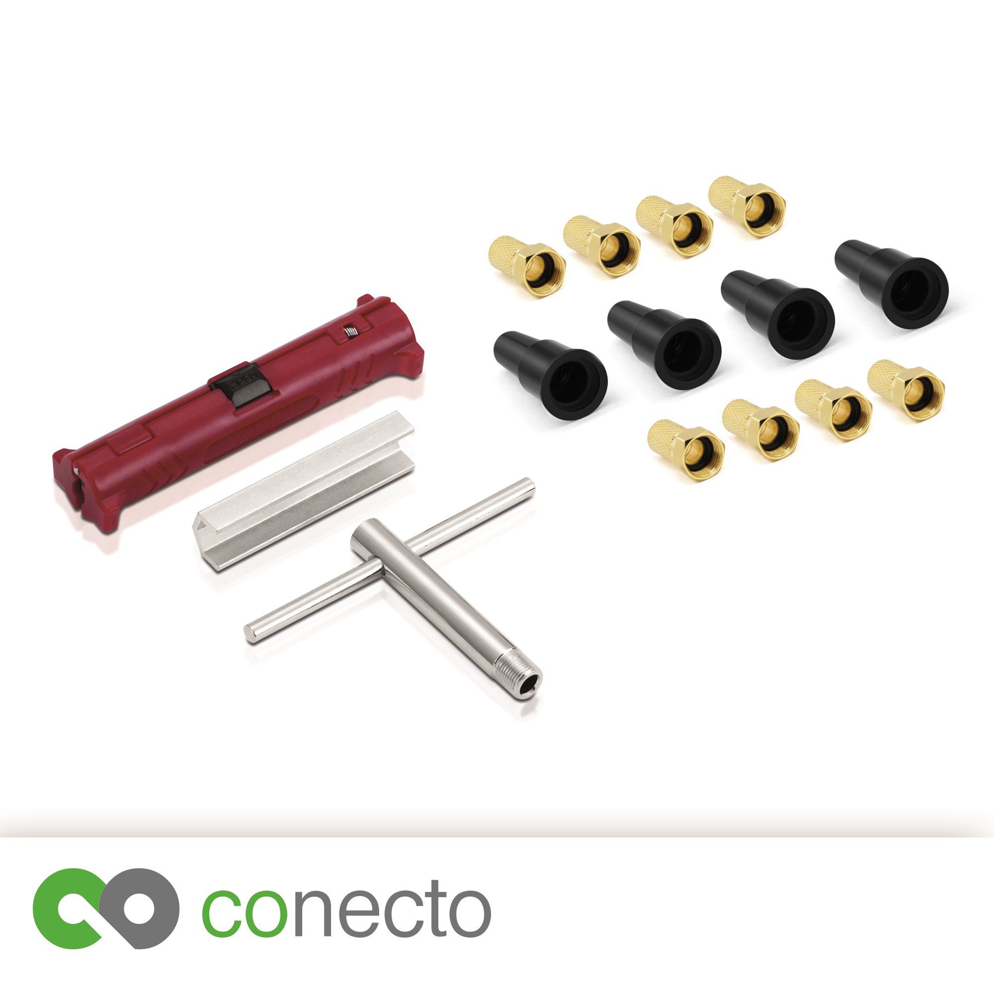 conecto conecto Sat Installationsset Montageset 15-teillig (1x Abisolierer, SAT-Kabel