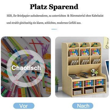 zggzerg Bücherregal Holz-Schreibtisch-Organizer mit Schublade, DIY-Stifthalter
