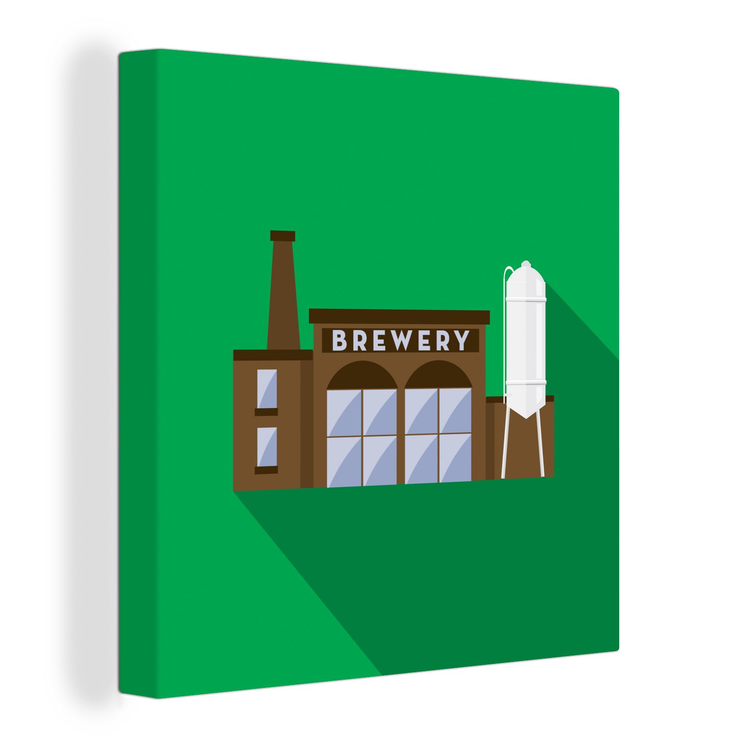 OneMillionCanvasses® Leinwandbild Illustration Bierbrauerei auf grünem Hintergrund, (1 St), Leinwand Bilder für Wohnzimmer Schlafzimmer