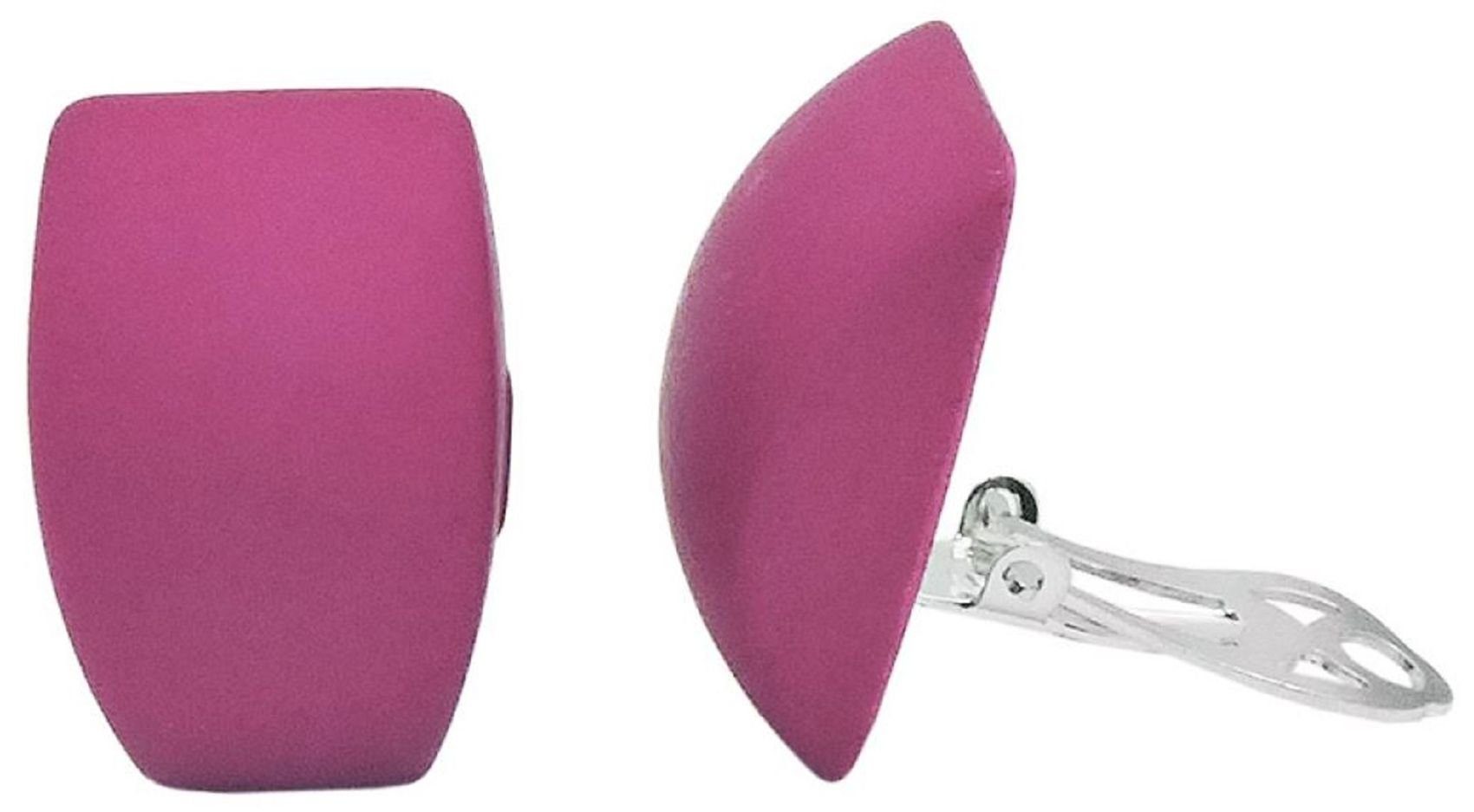 unbespielt Paar Ohrclips Modeschmuck Ohrringe Trapez pink matt 27 x 17 mm Kunststoff, Modeschmuck für Damen