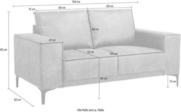 Places of Style 2-Sitzer OLAND 164 cm, im zeitlosem Design und hochwertiger Verabeitung