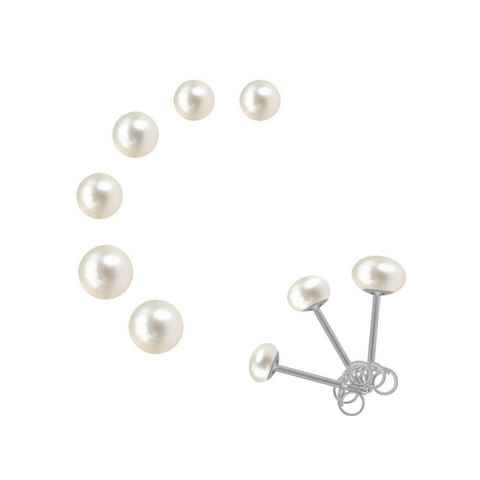 Firetti Perlenohrringe Multipack Schmuck Geschenk Silber 925 Ohrschmuck Perle (Set, 6-tlg), mit Süßwasserzuchtperle