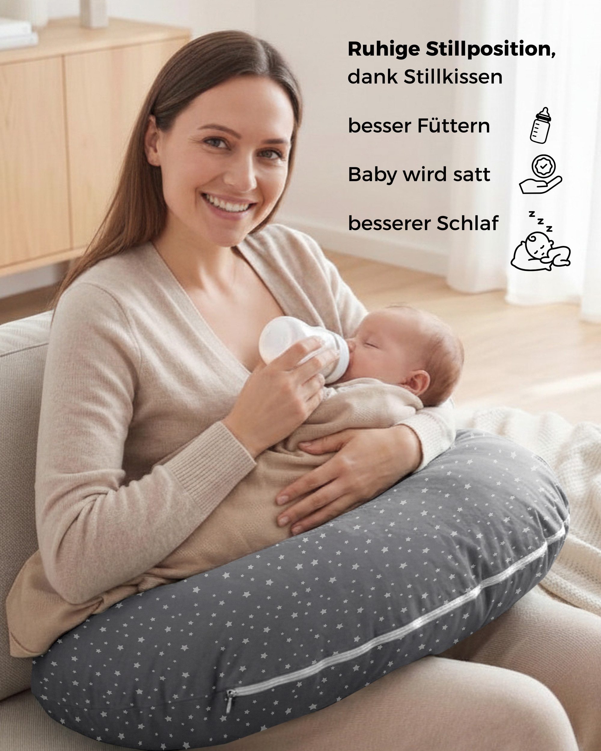 furora BABY Stillkissen Stillkissen XXL lang: Seitenschläferkissen & Schwangerschaftskissen
