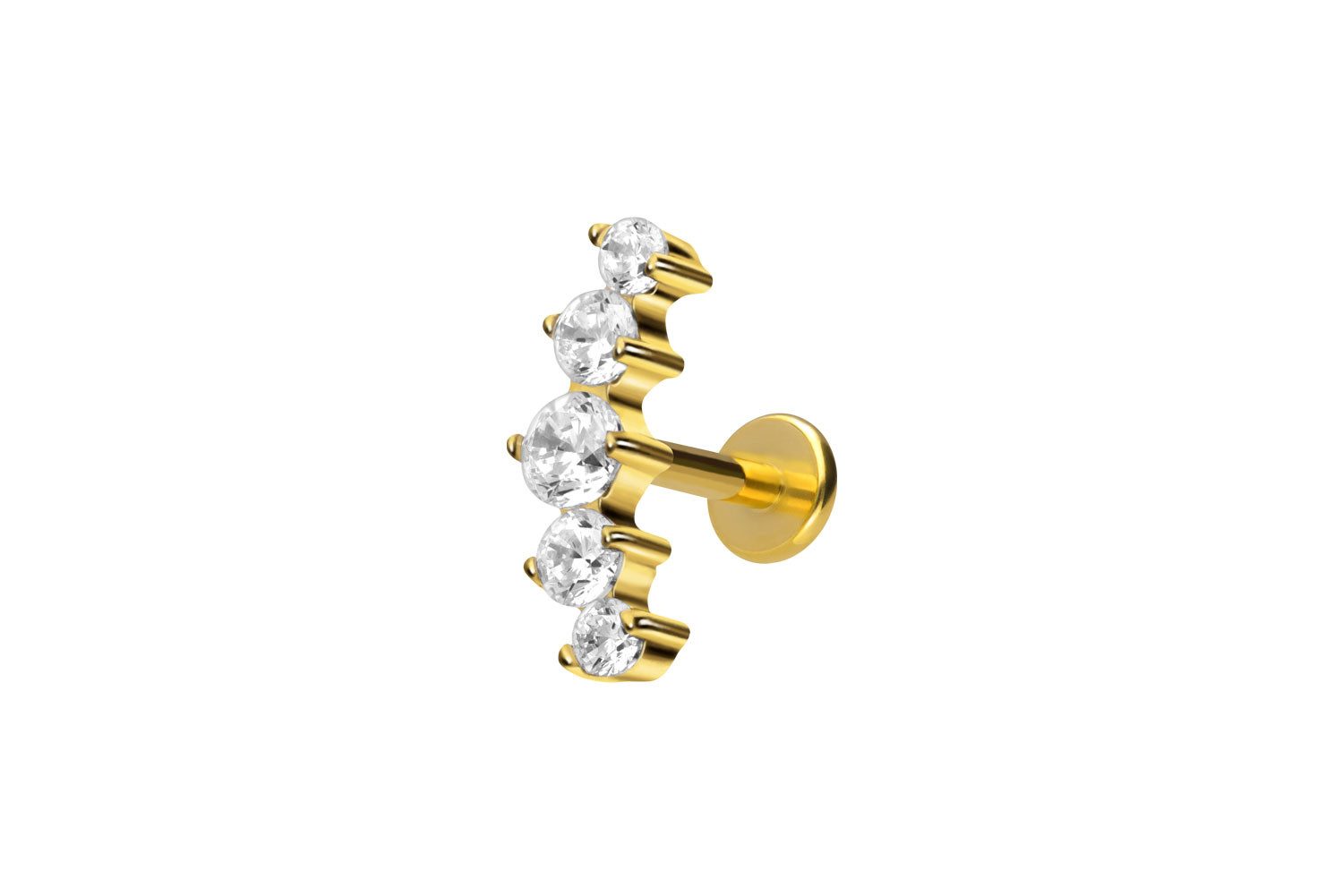PIERCINGLINE Piercing-Set Titan Labret mit Innengewinde 5 EINGEFASSTE KRISTALLE (Labrets, 1-tlg)