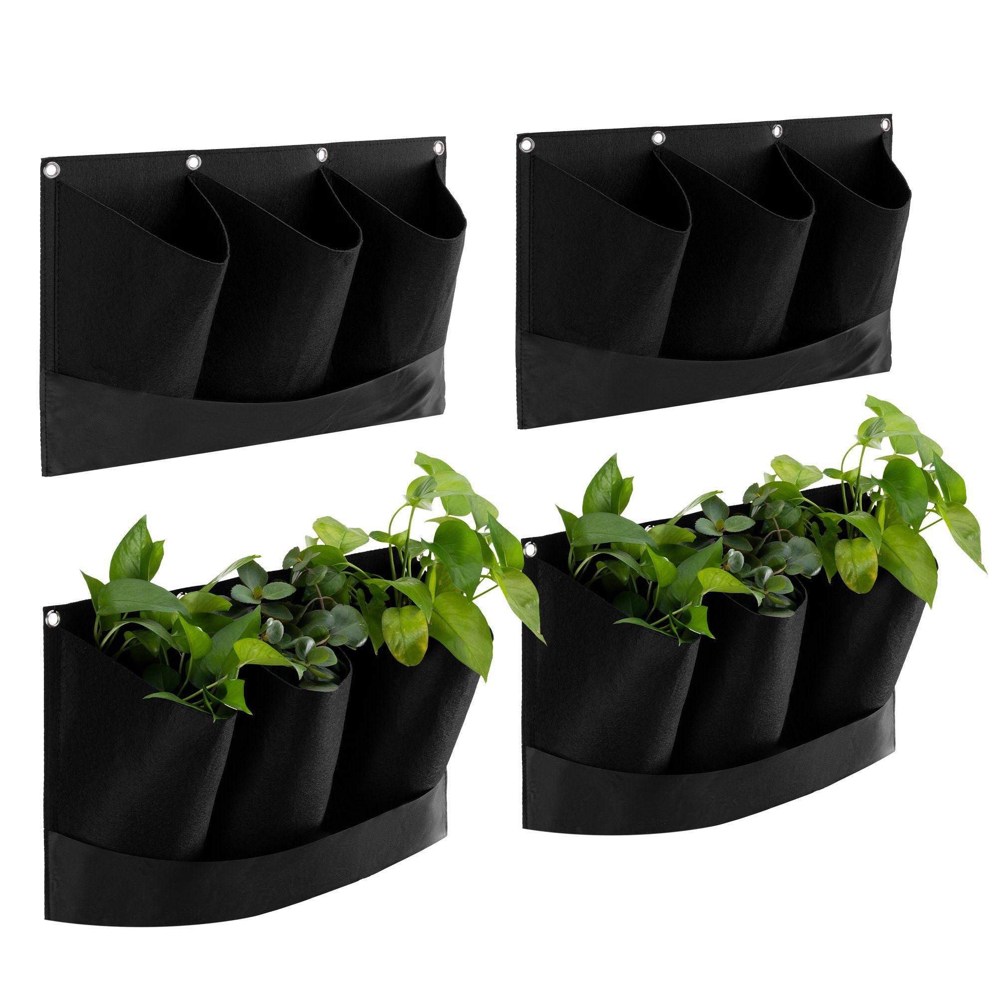 Navaris Blumenkasten, 4x Pflanztaschen zum Aufhängen 12 Wand