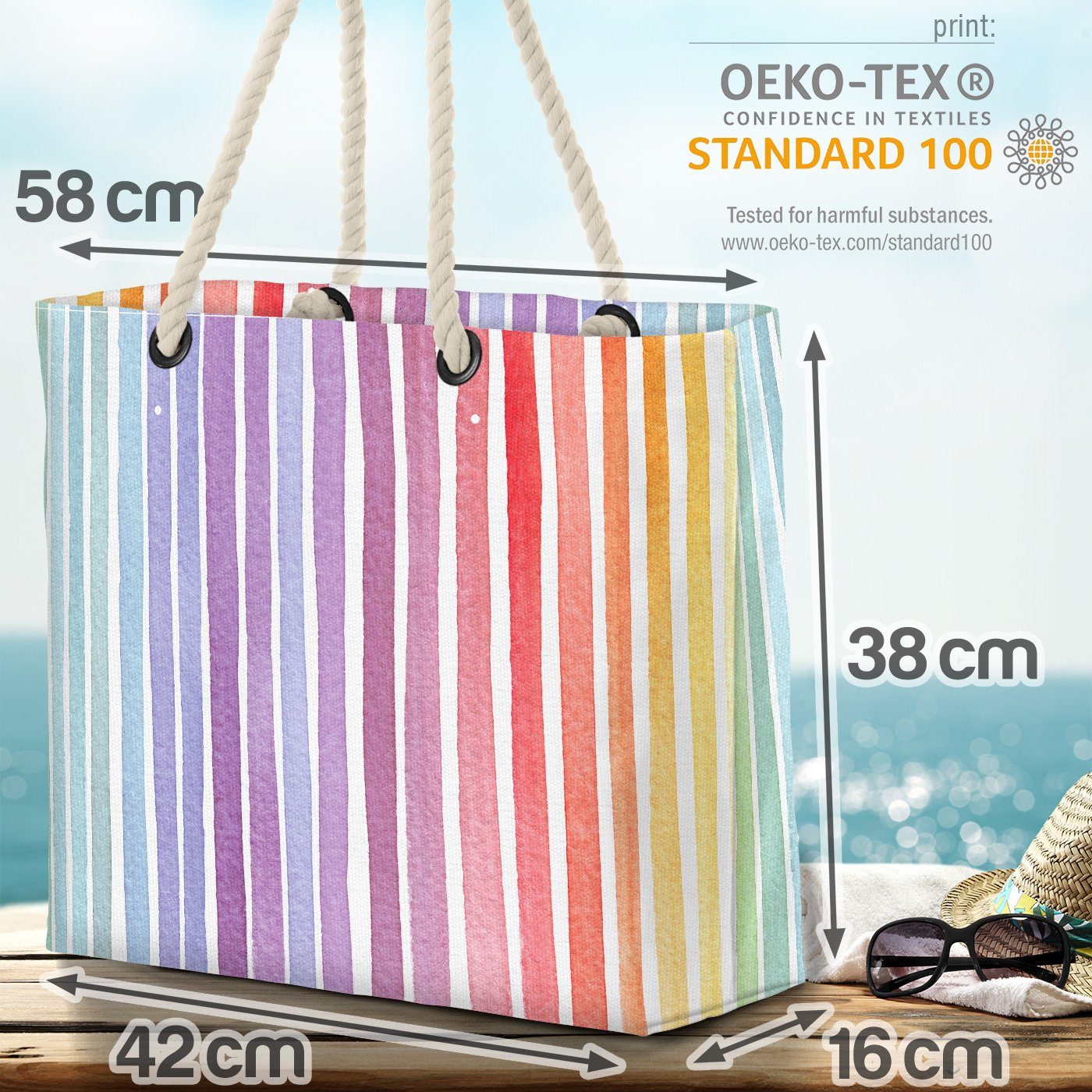 VOID Strandtasche (1-tlg), Wasserfarben Streifen Beach günstig online kaufen