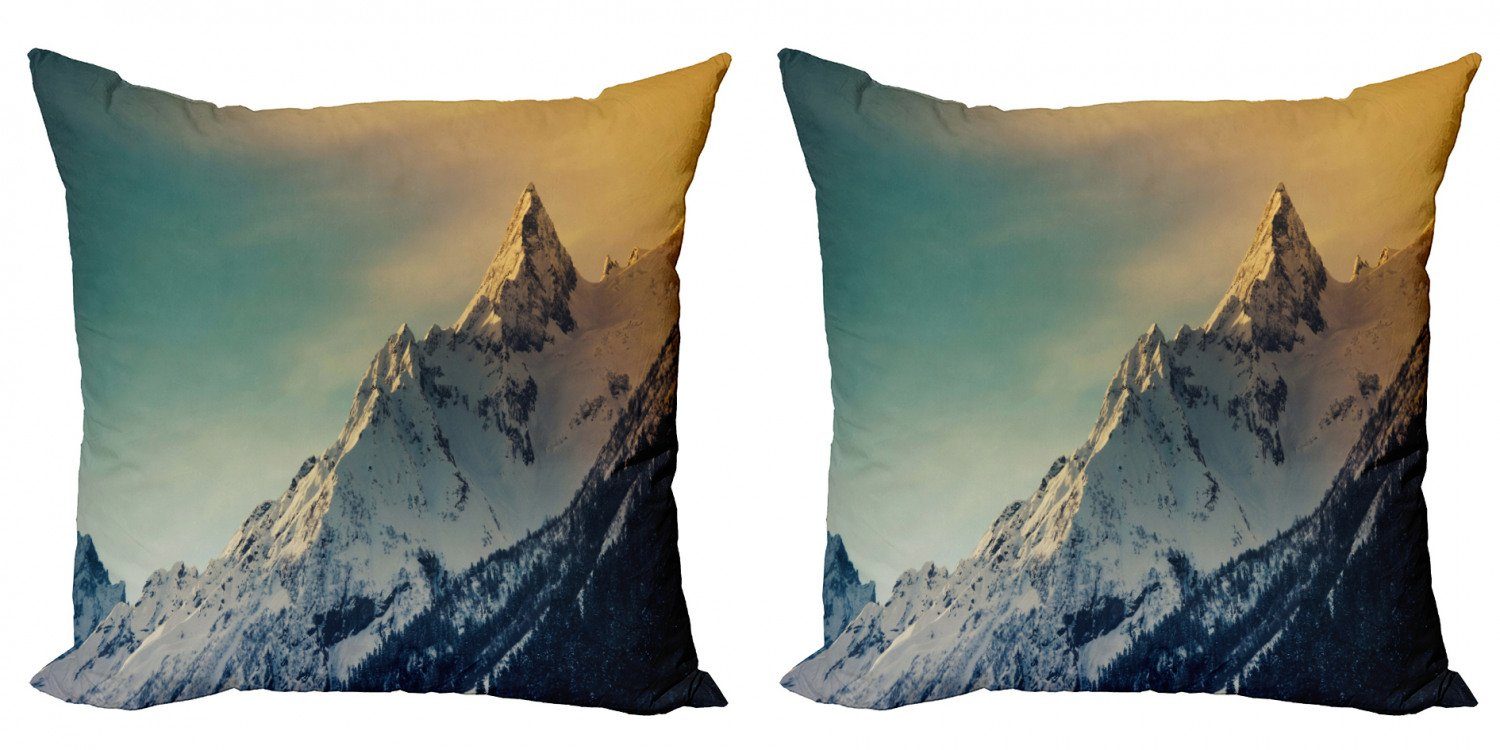 Abakuhaus Digitaldruck, Modern (2 Doppelseitiger Kissenbezüge Stück), Berge Panorama Accent Winterlandschaft